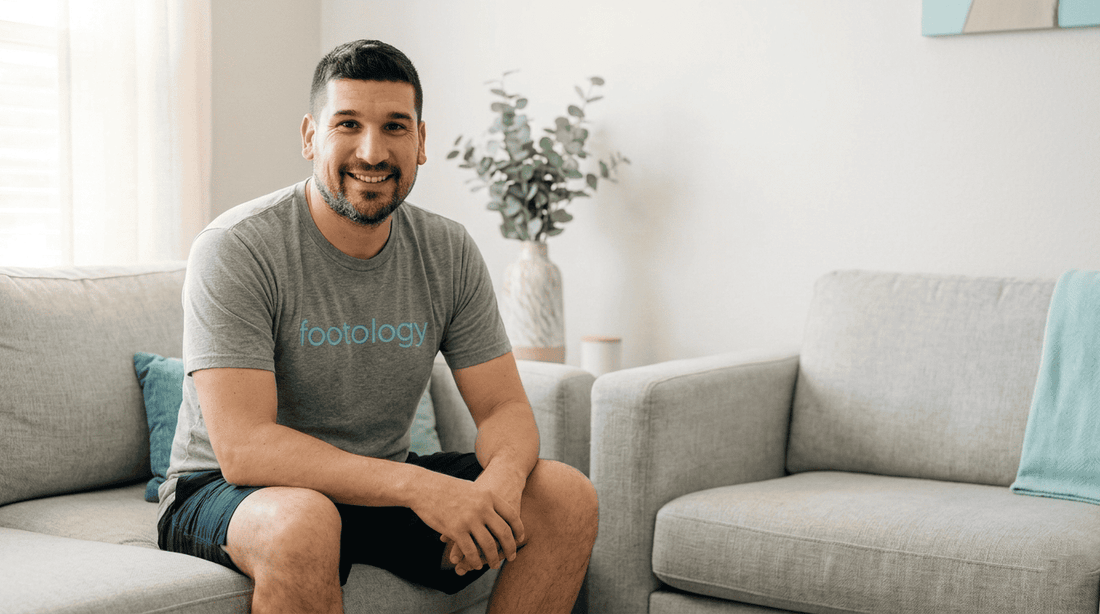 Paul Gonzales, founder of MyFootology, at home talking about the truth about foot odor