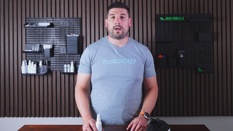 How to use the MyFootology Shoe Spray. Paul shows how to spray inside each shoe to kill odor overnight.