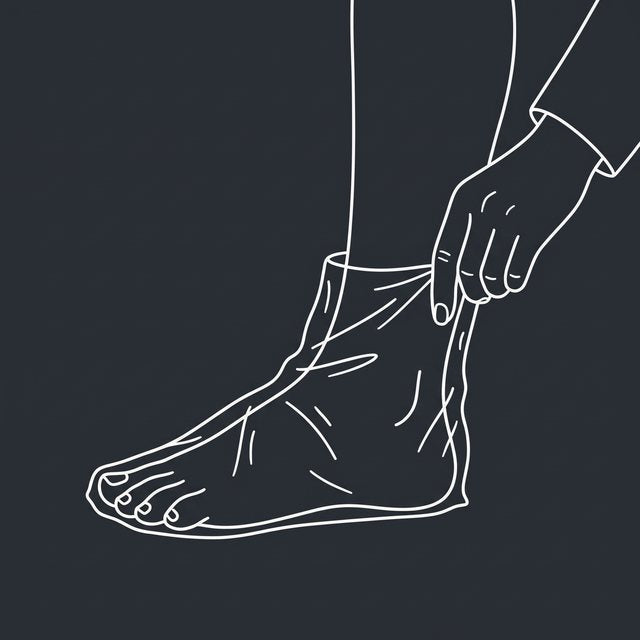 Slipping an overnight foot wrap on over the cream